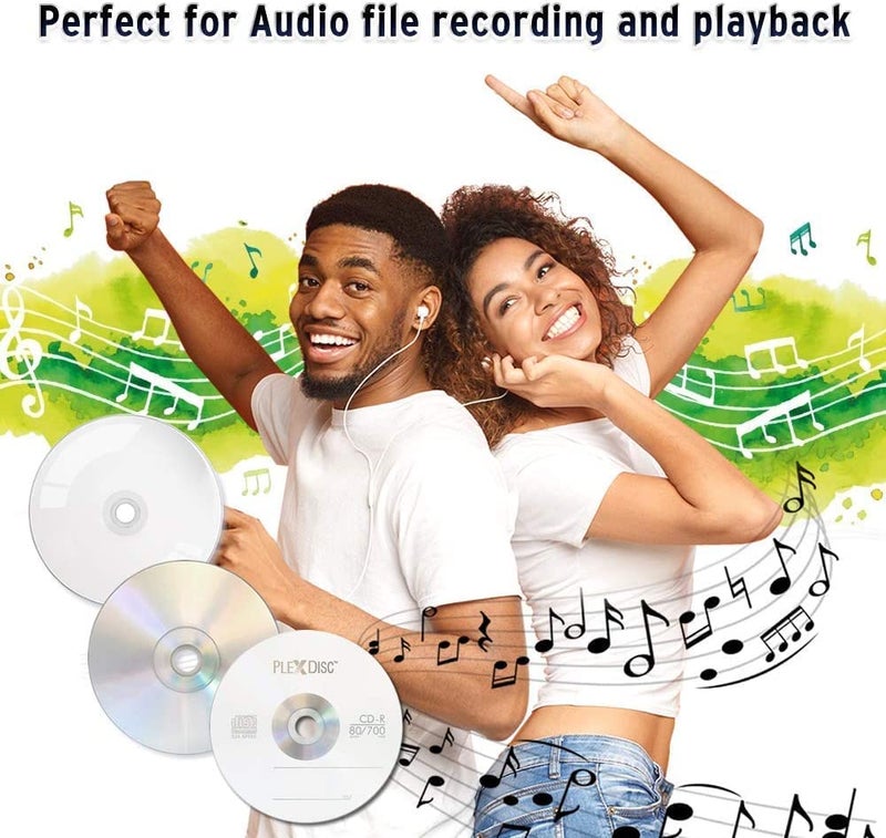 PlexDisc أقراص PlexDisc CD-R 700MB 52X القابلة للطباعة بالحبر الأبيض | عبوة كعكة 100 قطعة (FFP) | أقراص فارغة لحرق الموسيقى، الصور، البيانات | وسائط قابلة للتسجيل والكتابة - Image 5